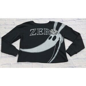 Disney The Nightmare Before Christmas WOMENS M Zero Crop Top Sweatshirt Black
